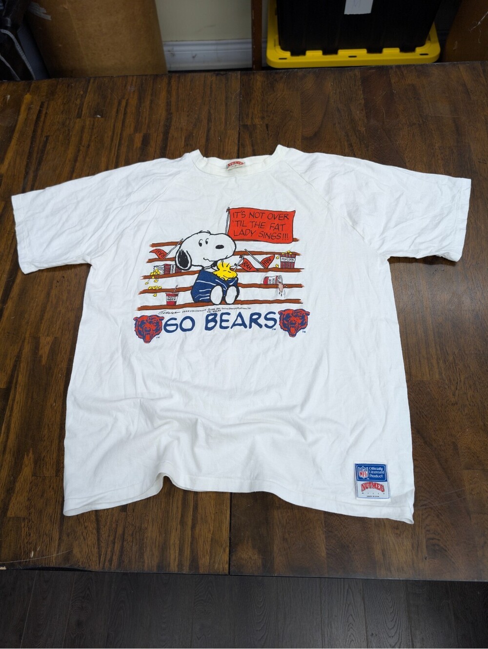 Snoopy Chicago Bears Fat Lady Sings Nutmeg Vintage Shirt XL